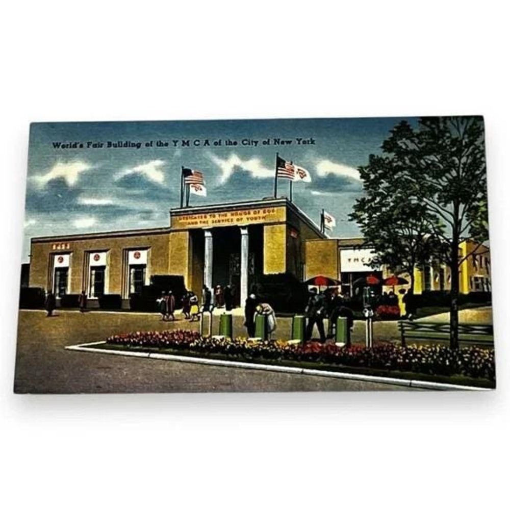 Postcard Worlds Fair Building of the YMCA of the City of New York Linen C110